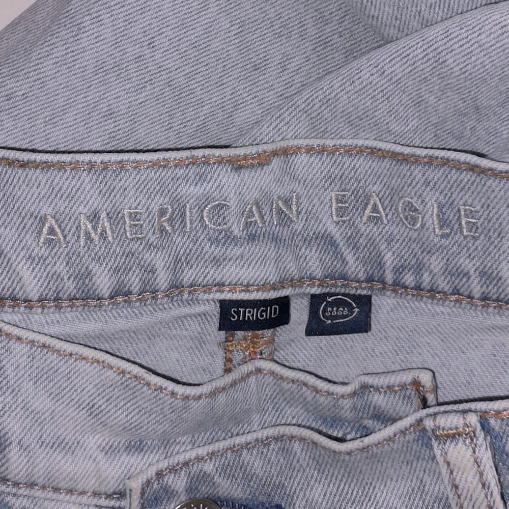 American Eagle Strigid Highest Waist Crossover Baggy Straight Jeans Light Wash 4 - Picture 14 of 16